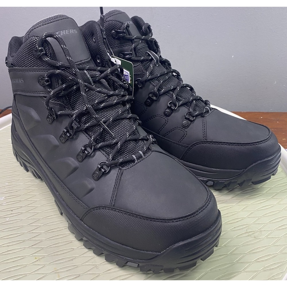 Skechers Men's Relment Daggett Black Memory foam Water Repellent Boots 11.5 NWB
